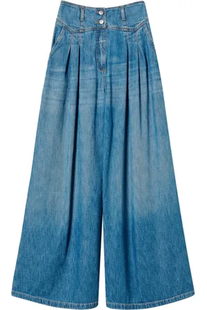 Twin-Set Femme, Jeans, Bleu, Taille: W28 Jean Large Jambe Stone Wash Bleu