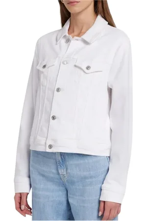 7 for all Mankind Femme, Vestes, Blanc, Taille: 36 FR Veste Trucker Classique en Denim