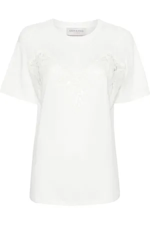 ERMANNO SCERVINO Femme, Tops, Blanc, Taille: 38 FR T-shirt Basique