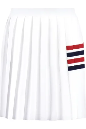 Thom Browne Femme, Jupes, Blanc, Taille: 36 FR Jupe plissée en maille avec détail tricolore