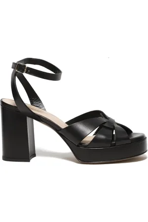 Guglielmo Rotta Femme, Chaussures, Noir, Taille: 38 EU Sandales Plateformes en Cuir Noir