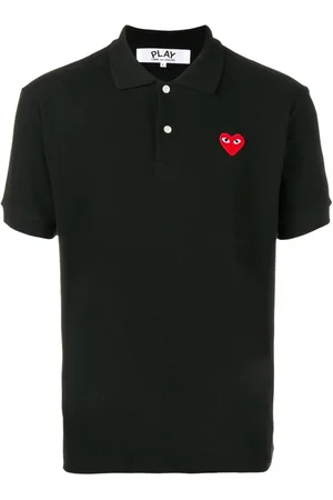 Comme des Garçons Homme, Tops, Noir, Taille: M Polo Noir Play avec Broderie Logo