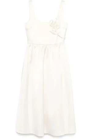 Self-Portrait Femme, Robes, Blanc, Taille: 38 FR Robe Beige sans Manches avec Col Rond