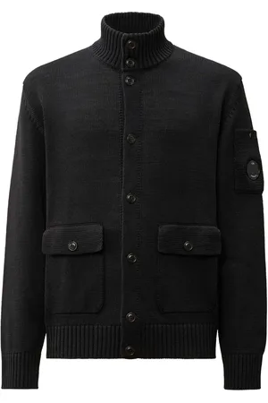 C.P. Company Homme, Pulls, Noir, Taille: XL Pull Bleu Col Roulé avec Détail de Lentille