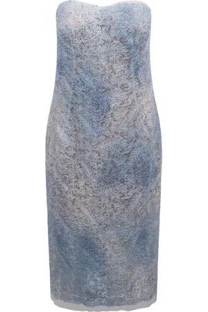 ERMANNO SCERVINO Femme, Robes, Bleu, Taille: 38 FR Robe Midi Bustier en Dentelle
