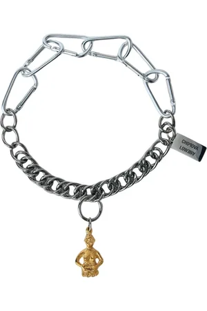 Chopova Lowena Femme, Accessoires, Gris, Taille: ONE Size Collier en Chaîne Argentée avec Pendentif en Or