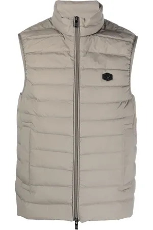 Emporio Armani Homme, Vestes, Gris, Taille: XL Gilet zippé à écusson logo