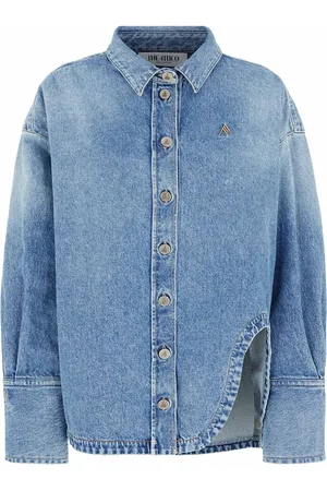 The Attico Femme, Vestes, Bleu, Taille: 42 FR Veste en jean bleu brodée