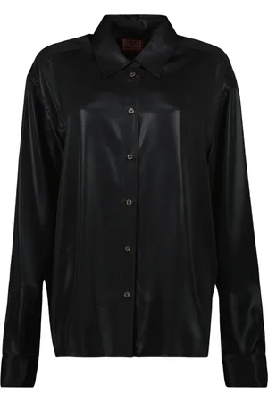 Diesel Femme, Blouses et Chemises, Noir, Taille: 38 FR Chemise Noire Laminée
