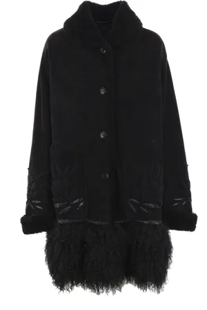 ERMANNO SCERVINO Femme, Manteaux, Noir, Taille: 36 FR Manteau Floral en Shearling Noir