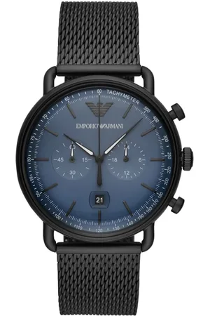 Emporio Armani Unisex, Accessoires, Noir, Taille: ONE Size Montre Quartz - Boîtier en Acier Inoxydable 43mm