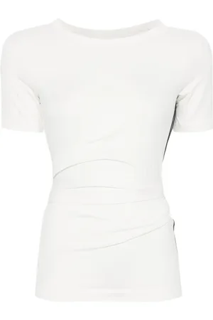 Y-3 Femme, Tops, Blanc, Taille: 36 FR T-shirt Blanc à Encolure Ras-du-cou et Manches Raglan