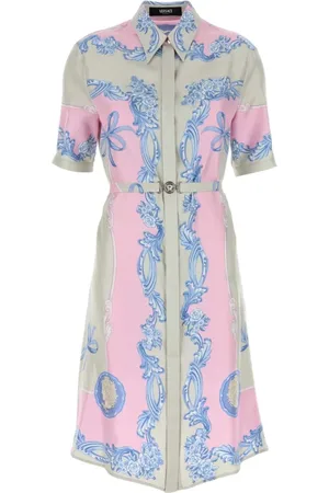 VERSACE Femme, Robes, Multicolore, Taille: 36 FR Robe chemise en soie imprimée