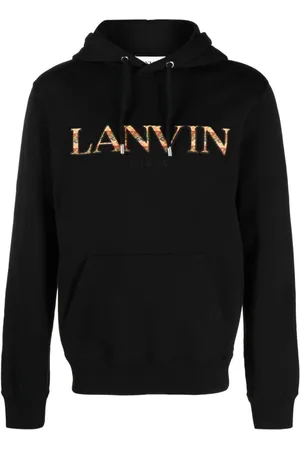 Lanvin Homme, Sweatshirts et sweats à capuche, Noir, Taille: L Sweat à Capuche en Coton avec Logo Brodé