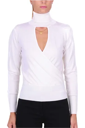 Elisabetta Franchi Femme, Pulls, , Taille: 40 FR Pull Col Roulé en Laine avec Découpe Avant