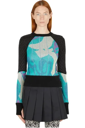 Marine Serre Femme, Pulls, Multicolore, Taille: 40 FR Pull Hybride en Maille de Laine