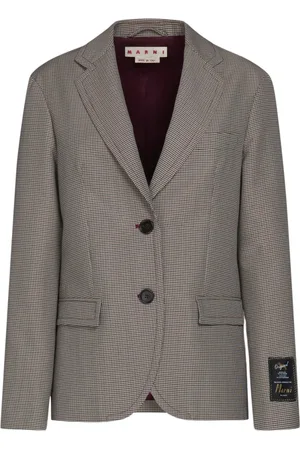 Marni Femme, Vestes, Gris, Taille: 38 FR Veste en mélange de laine à motif pied-de-poule