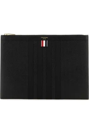 Thom Browne Homme, Sacs, Noir, Taille: ONE Size Pochette en cuir noir
