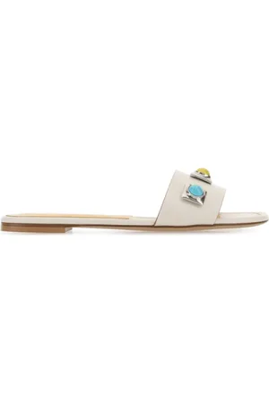 Etro Femme, Chaussures, Blanc, Taille: 36 EU Charentaises en cuir craie