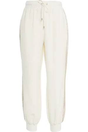 Liu Jo Femme, Pantalons, Blanc, Taille: 40 FR Joggers Blancs à Paillettes Vêtements Décontractés Élégants