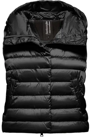 Bomboogie Femme, Vestes, Noir, Taille: 46 FR Shiny Nylon Padded Vest with Hood