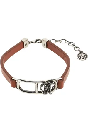 Roberto Cavalli Homme, Accessoires, Brun, Taille: ONE Size Bracelet en cuir avec monogramme Marron Italie