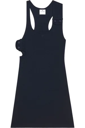Courrèges Femme, Robes, Bleu, Taille: 36 FR Robe Mini Côtelée Détaillée avec Découpes Années 90