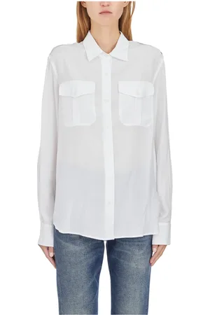 Dondup Femme, Blouses et Chemises, Blanc, Taille: 40 FR Chemise à Poche Avant