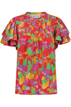 Fabienne Chapot Femme, Blouses et Chemises, Rouge, Taille: 36 FR Blouse à Manches Papillon et Détails de Nervures