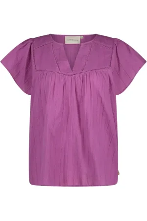 Fabienne Chapot Femme, Blouses et Chemises, Violet, Taille: 40 FR Haut en coton à manches papillon