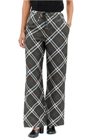 Burberry Femme, Pantalons, Brun, Taille: 34 FR Pantalon à Cordon de Serrage en Soie à Carreaux