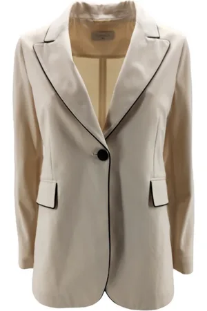Circolo Femme, Vestes, Blanc, Taille: 36 FR Giacca Monopetto Sfoderata Tasche Patta Profilata Blazer