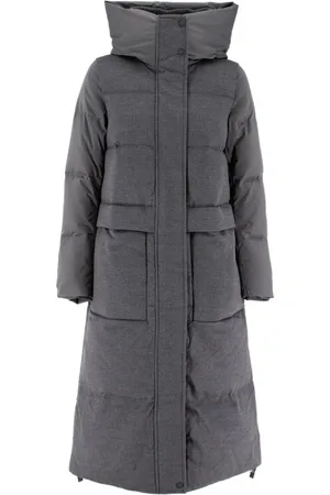 Duno Femme, Manteaux, Gris, Taille: 38 FR Doudoune Longue Bi-matière en Laine Matelassée