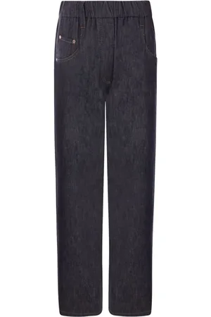 Brunello Cucinelli Femme, Pantalons, Bleu, Taille: 36 FR Jean Baggy Léger en Denim