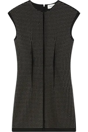 Sportmax Femme, Robes, Noir, Taille: 40 FR Mini-robe chic sans manches avec clous argentés
