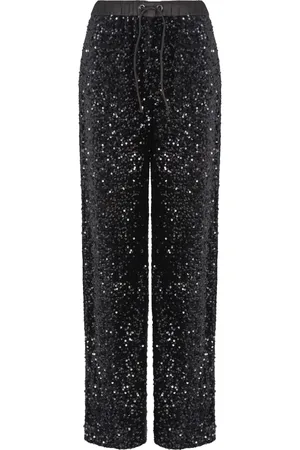 Emporio Armani Femme, Pantalons, Noir, Taille: 40 FR Pantalon Ciniglia Noir Orné de Sequins