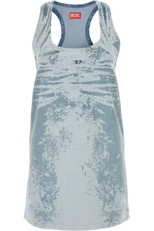 Diesel Femme, Robes, Bleu, Taille: 36 FR Mini-robe en jean imprimé