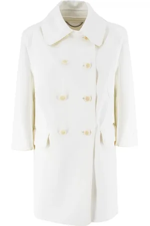 ERMANNO SCERVINO Femme, Manteaux, Blanc, Taille: 36 FR Manteau classique à double boutonnage avec boutons logo