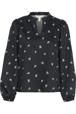 Part Two Femme, Blouses et Chemises, Noir, Taille: 38 FR Chemisier imprimé bouquet marine