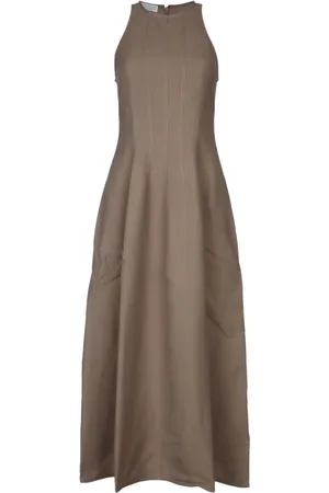 Brunello Cucinelli Femme, Robes, Brun, Taille: 38 FR Robe Structurée en Lin