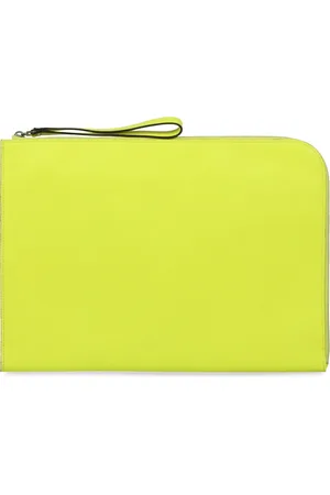VALEXTRA Femme, Accessoires, Jaune, Taille: ONE Size Pochette plate en cuir avec fermeture éclair