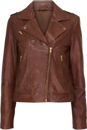 Btfcph Femme, Vestes, Brun, Taille: 42 FR Blouson de motard en cuir 100066