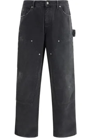 Golden Goose Homme, Jeans, Noir, Taille: M Jean Taille Haute avec Détails d`Appliqués