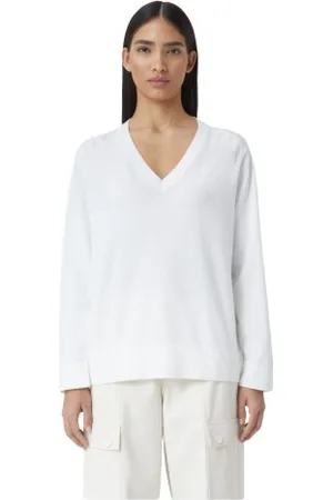 Closed Femme, Pulls, Blanc, Taille: 42 FR Pull Col V en Coton Cachemire