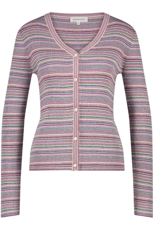 Fabienne Chapot Femme, Pulls, Rose, Taille: 38 FR Cardigan Rayé à Col en V