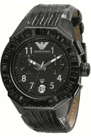 Emporio Armani Femme, Accessoires, Noir, Taille: ONE Size Montre Quartz Femme en Cuir Noir