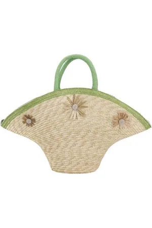 La Milanesa Femme, Sacs, , Taille: ONE Size Sac à main en paille géométrique avec applications florales