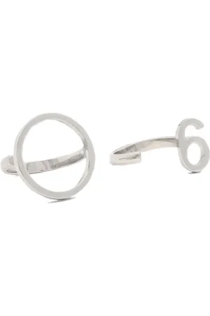 Maison Margiela Femme, Accessoires, Gris, Taille: M Ensemble de Bagues Logo