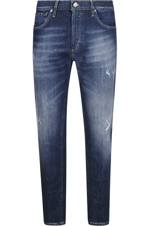 Dondup Homme, Jeans, Bleu, Taille: W31 Jean Coupe Carotte avec Patchs