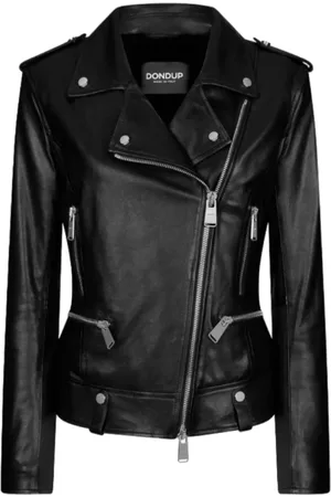 Dondup Femme, Vestes, Noir, Taille: 38 FR Blouson de motard noir avec fausse fourrure